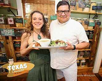 Picture of Natural Living store owner Lisa Piper and Texas Chronicles Joe Perez